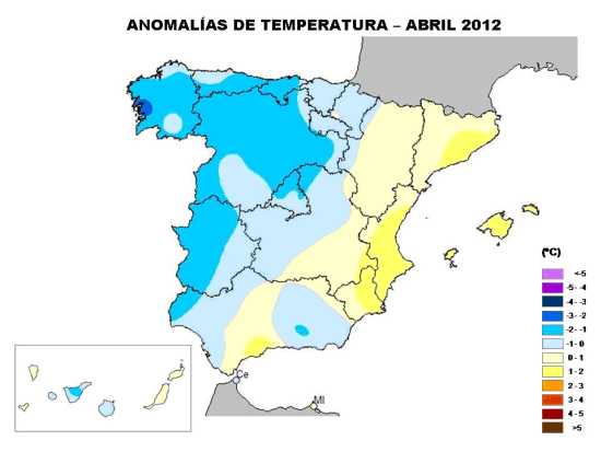 Anomalía térmica en Abril de 2012
